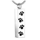 Stainless Steel Paw Print Pet Urn Pendant Necklace