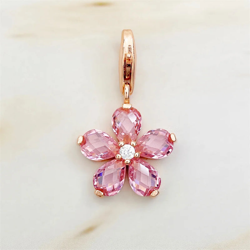 Flower Rose Daisy Charms Pendant 925 Sterling Silver Romantic Gift