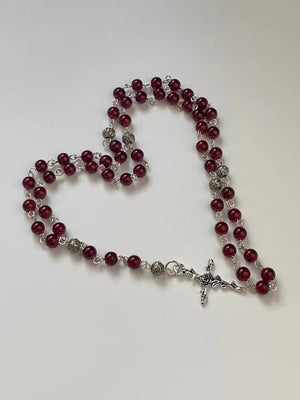 Personalized Petals Thorns Rosary Necklace with Beads
