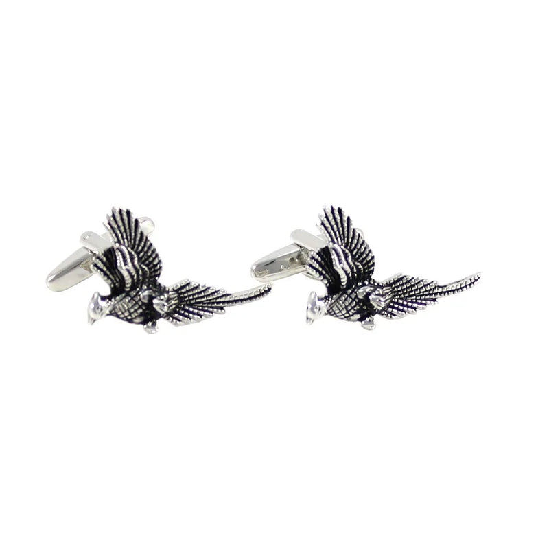 Antique Silver Pheasant Bird Cuff Links - Father's Day Gift