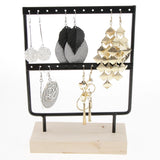 Wood Earrings Organizer Jewelry Holder Necklace Bracelet Rack 2 Layers