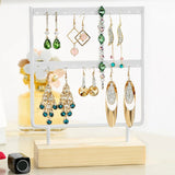 Wood Earrings Organizer Jewelry Holder Necklace Bracelet Rack 2 Layers