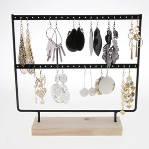 Wood Earrings Organizer Jewelry Holder Necklace Bracelet Rack 2 Layers