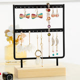 Wood Earrings Organizer Jewelry Holder Necklace Bracelet Rack 2 Layers