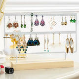 Wood Earrings Organizer Jewelry Holder Necklace Bracelet Rack 2 Layers