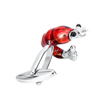 3D Red Shrimp Lobster Brass Cufflinks Funny Mens Jewelry
