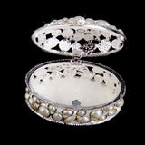 Phenovo Oval Pearl Rhinestone Necklace Jewelry Box Holder