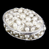 Phenovo Oval Pearl Rhinestone Necklace Jewelry Box Holder