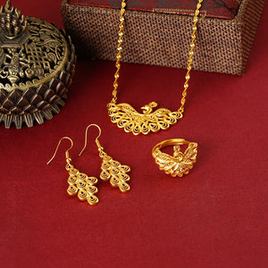 Phoenix Ring Necklace Earrings Set