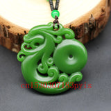 Phoenix Green Jade Pendant Necklace Chinese Carved Charm Amulet