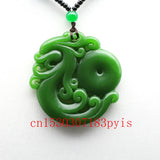 Phoenix Green Jade Pendant Necklace Chinese Carved Charm Amulet