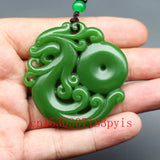 Phoenix Green Jade Pendant Necklace Chinese Carved Charm Amulet