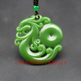 Phoenix Green Jade Pendant Necklace Chinese Carved Charm Amulet
