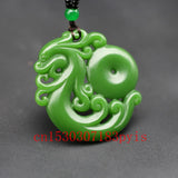 Phoenix Green Jade Pendant Necklace Chinese Carved Charm Amulet