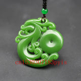 Phoenix Green Jade Pendant Necklace Chinese Carved Charm Amulet