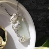 Phoenix Southern Silver Ornament Women's Hetian Jade Sweater Necklace Pendant