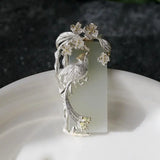 Phoenix Southern Silver Ornament Women's Hetian Jade Sweater Necklace Pendant