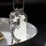 Phoenix Southern Silver Ornament Women's Hetian Jade Sweater Necklace Pendant