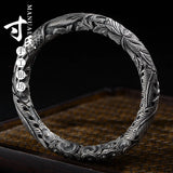 Phoenix Peony Relief Silver Bracelet