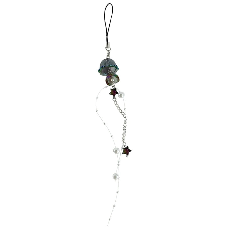 Crystal Jellyfish Charm Strap Keychain - Kawaii Cute Phone Chain