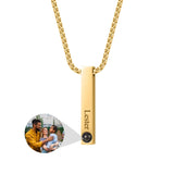 Custom Photo Bar Necklace for Men - Personalized Memorial Gift for Dad