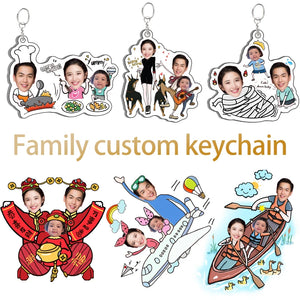 Family Photo Acrylic Keychain DIY Creative Souvenir Keychain