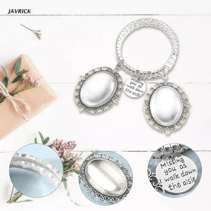 Lace Oval Bouquet Photo Pendant Bracelet