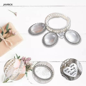 Lace Oval Bouquet Photo Pendant Bracelet