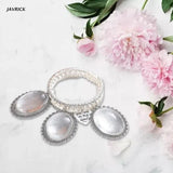 Lace Oval Bouquet Photo Pendant Bracelet