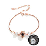 Personalized Picture Projection Bracelet 925 Silver Rhinestone
