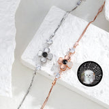 925 Silver Rhinestone Clover Bracelet Personalized Jewelry