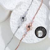 925 Silver Rhinestone Clover Bracelet Personalized Jewelry
