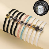 Photo Projection Bracelet Stainless Steel Hand Braided Rope