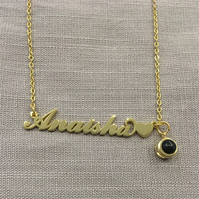 Handwritten Name Projection Necklace for Couples