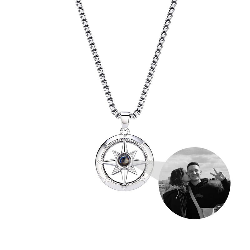 Customizable Compass Projection Necklace Pendant