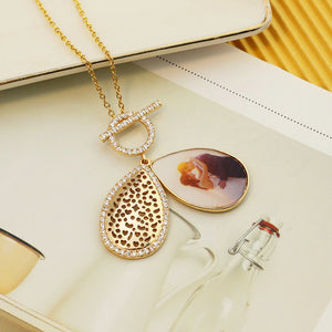 Customizable Water Drop Hollow Necklace - Valentine's Gift