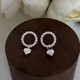 Small Ball Earrings Hollow Circle Heart-shaped Earrings