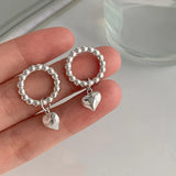 Small Ball Earrings Hollow Circle Heart-shaped Earrings