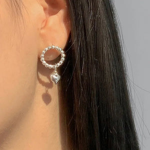 Small Ball Earrings Hollow Circle Heart-shaped Earrings