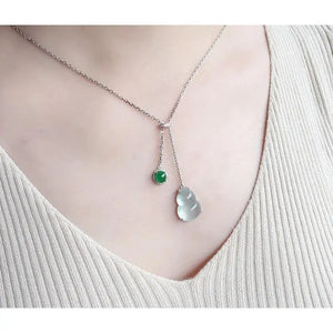 S925 Sterling Silver Chalcedony Jade Gourd Pendant