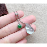 S925 Sterling Silver Chalcedony Jade Gourd Pendant