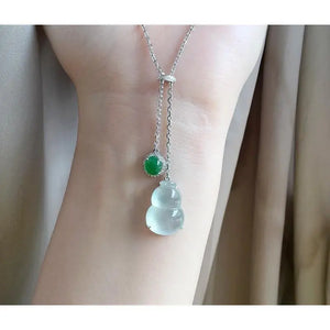 S925 Sterling Silver Chalcedony Jade Gourd Pendant