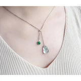 S925 Sterling Silver Chalcedony Jade Gourd Pendant