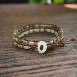Stone Beads Wrap Bracelet Stainless Steel Chain Crystal Natural Stone Jewelry