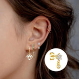 925 Sterling Silver Stud Earring Micro Zircon Snowflake Snake Eye Cross Earrings