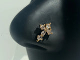 CZ Nose Rings Stainless Steel Butterfly Nose Studs