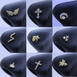 CZ Nose Rings Stainless Steel Butterfly Nose Studs