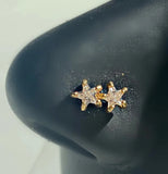 CZ Nose Rings Stainless Steel Butterfly Nose Studs