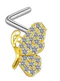 CZ Nose Rings Stainless Steel Butterfly Nose Studs