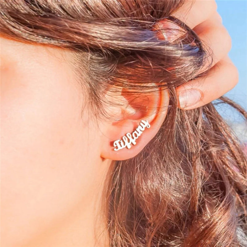 Custom Letter Stud Earrings Stainless Steel Jewelry